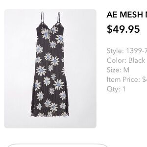 American Eagle Outfitters Black Mesh Midi Slip Dress